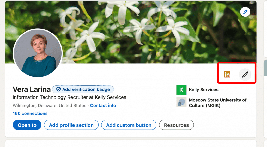 how to enable open profile on linkedin edit pencil button.