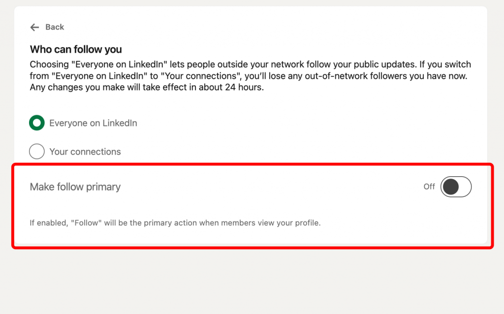 make follow primany button see your Activity or Analytics panel.