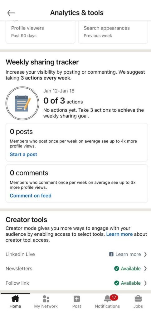 creator mode analytics and tools