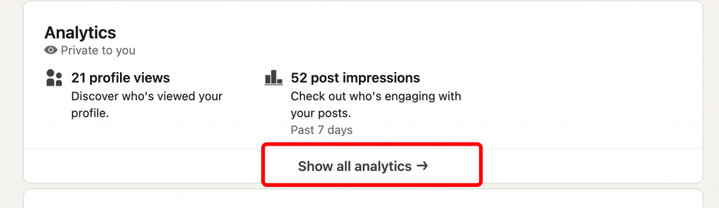 show analytics button example creator mode