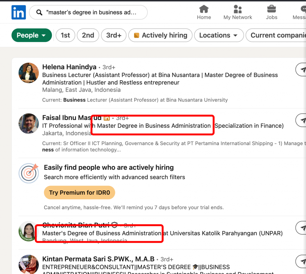 serach keywords example in profiles