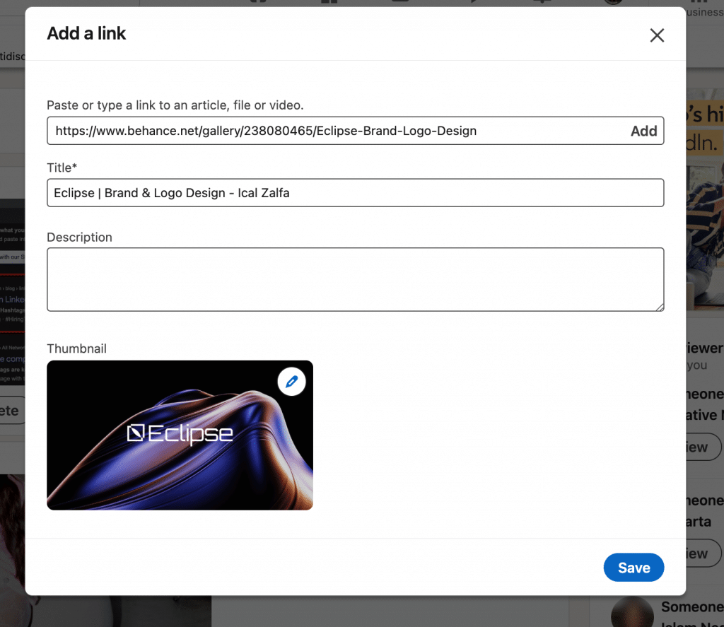 add link how start LinkedIn Featured section