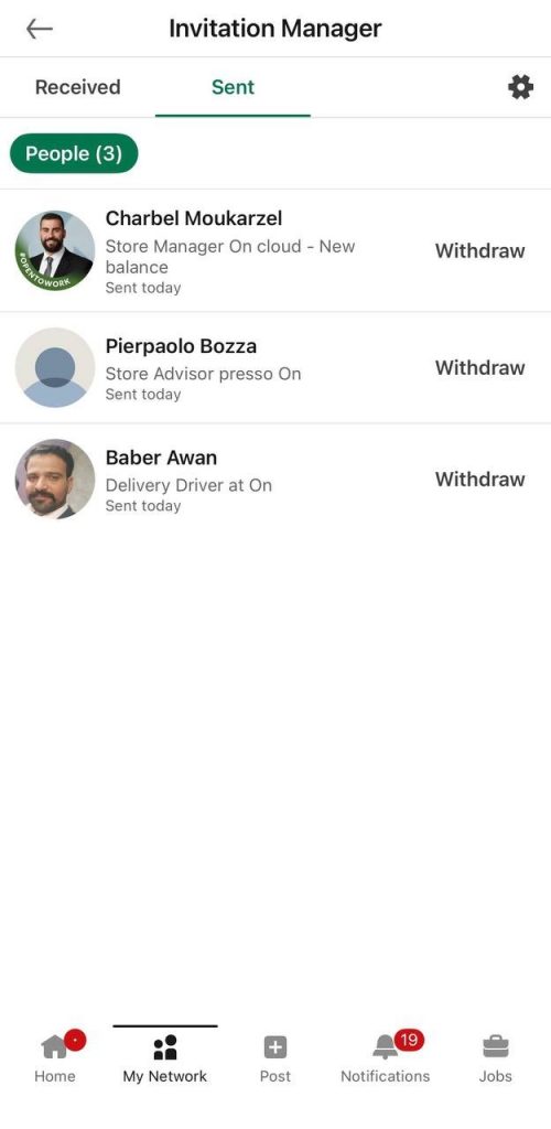 invitations manager Mobile App screenshot