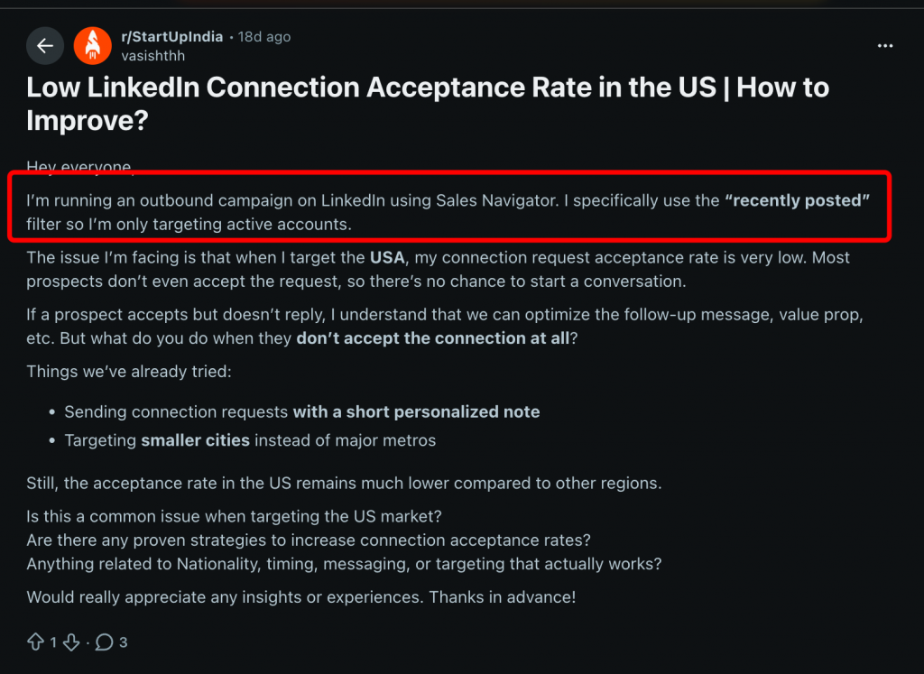 outbound campaign linkedin reddit forum