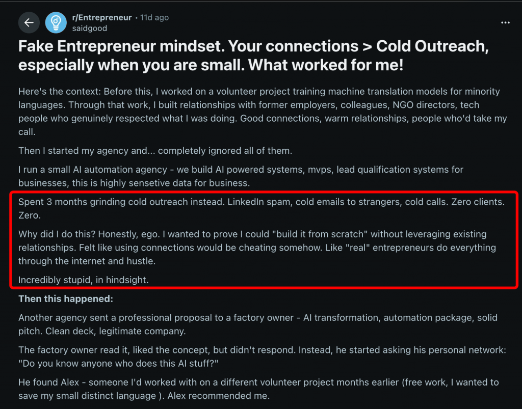 cold outreach linkedin reddit review