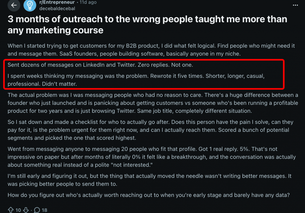 messaging linkedin rediit post 