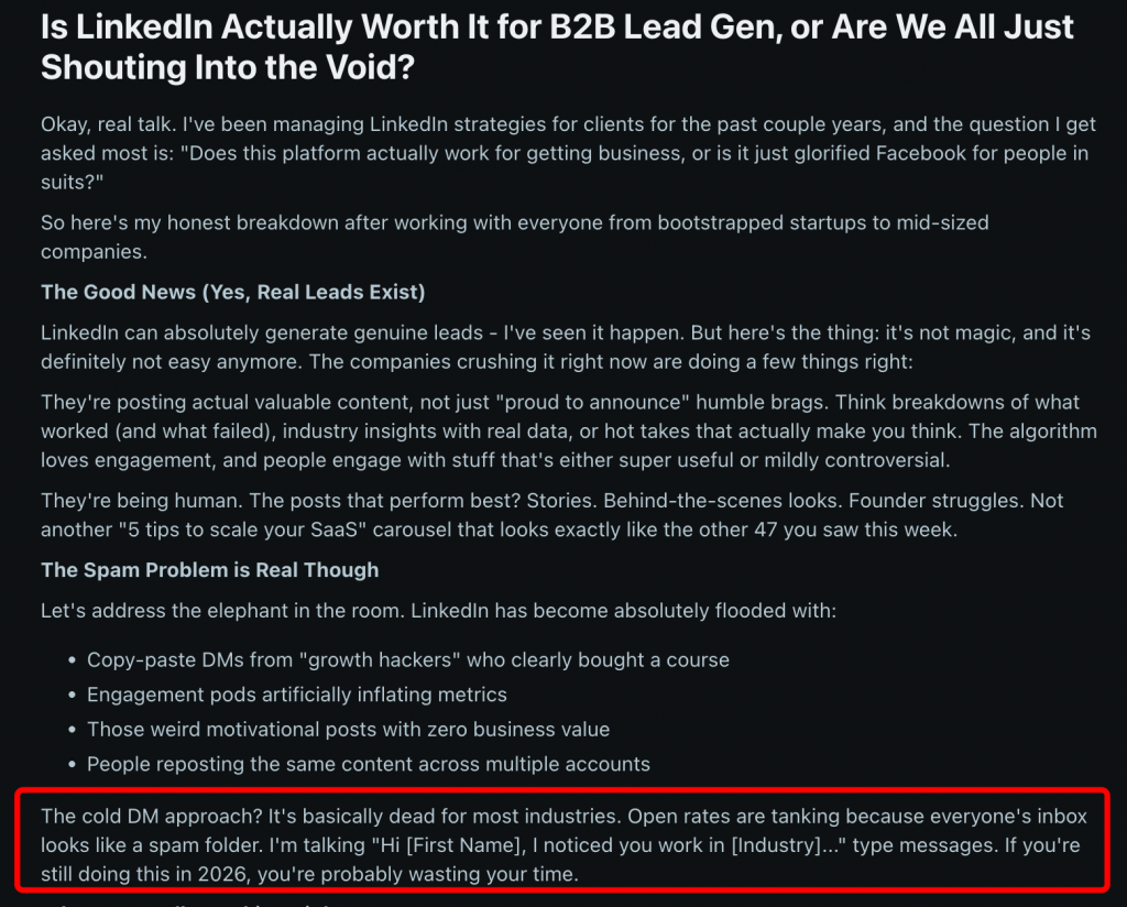 managing linkedin strategies reddit post 