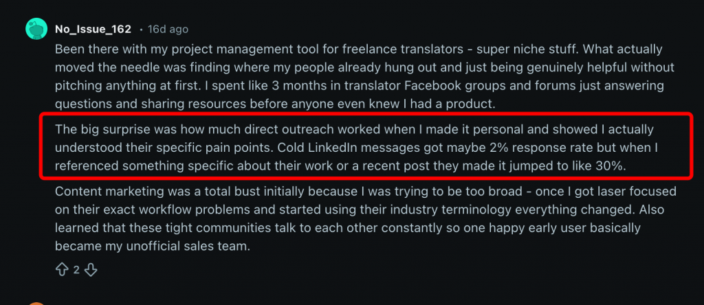 cold messages linkedin review reddit