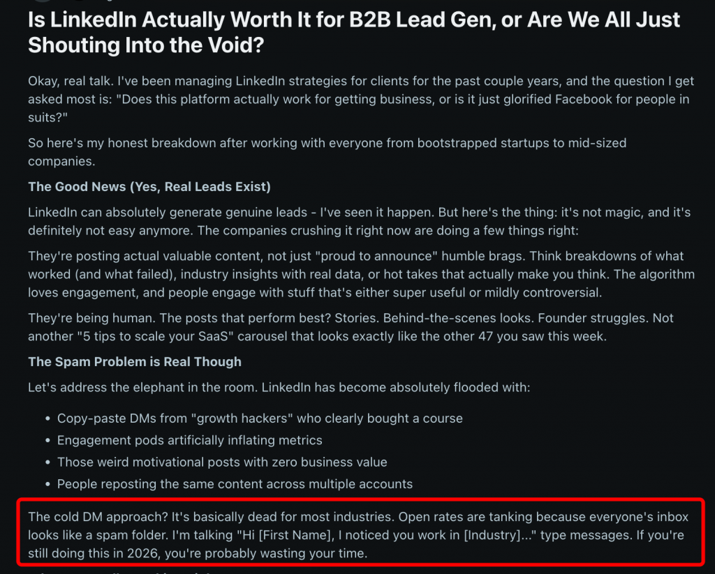 linkedin strategies rediit post 