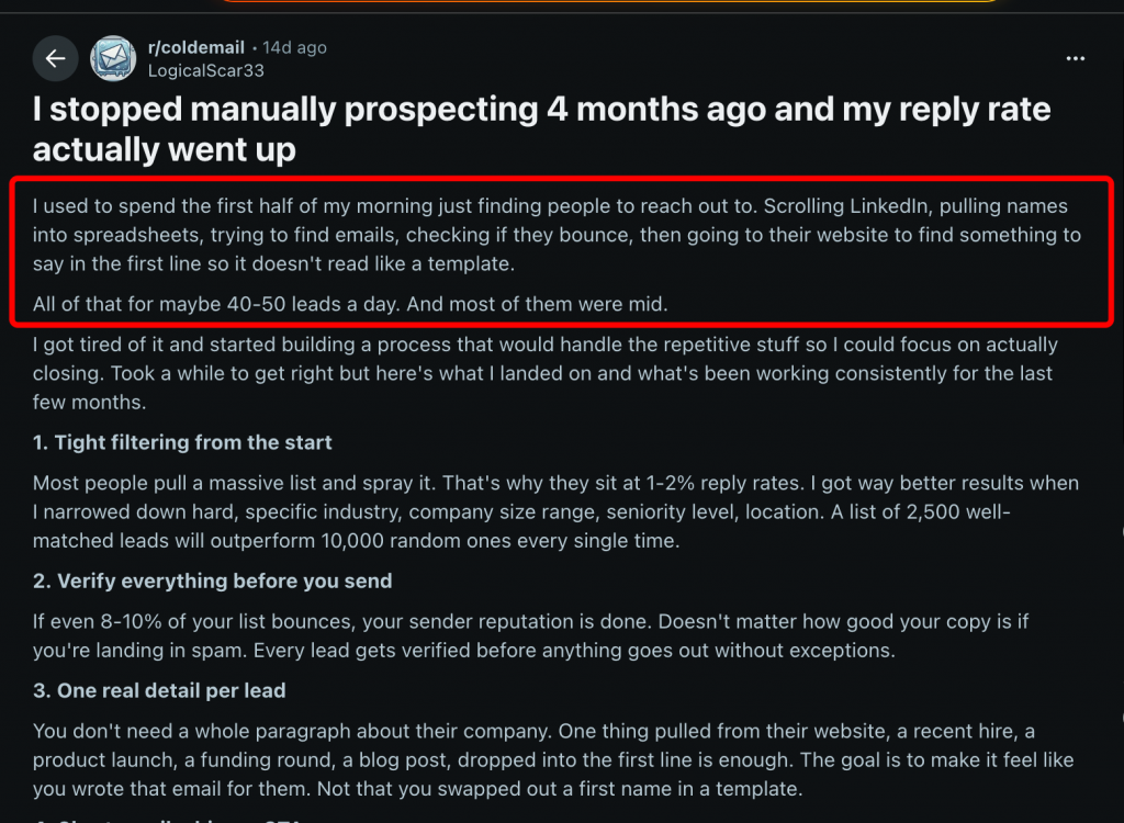 manually prospecting linkedin