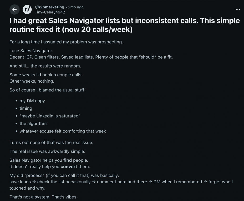 sales navigator lists reddit post 
