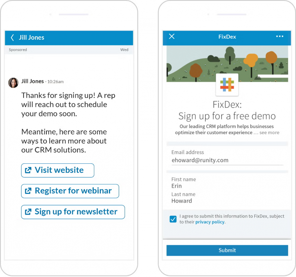 conversation ads on LinkedIn example 