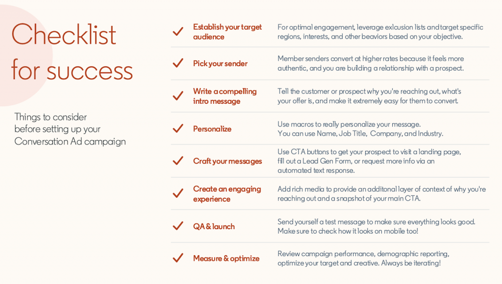 conversation ads on LinkedIn checklist 