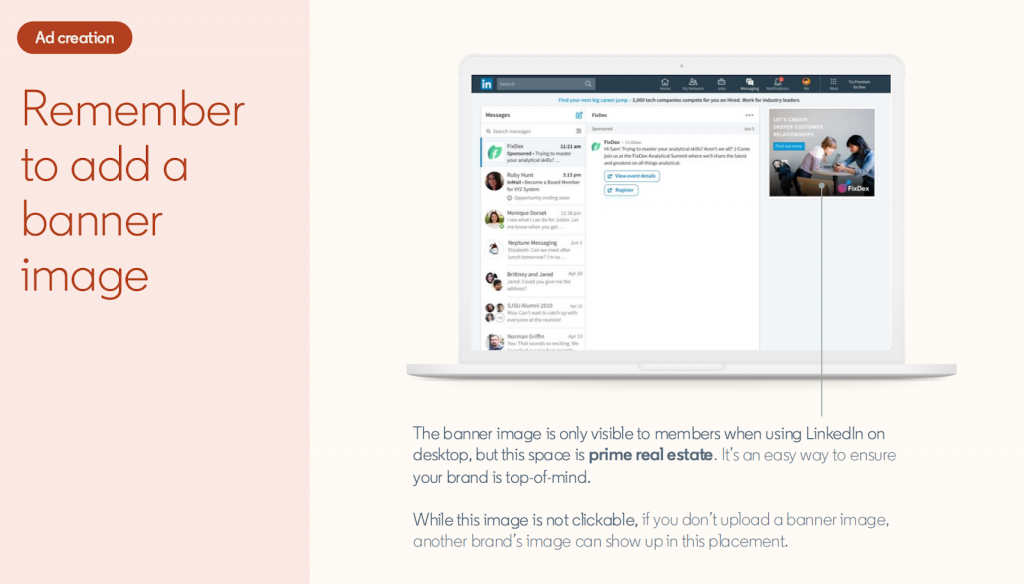 add a banner image linkedin ads creation tips