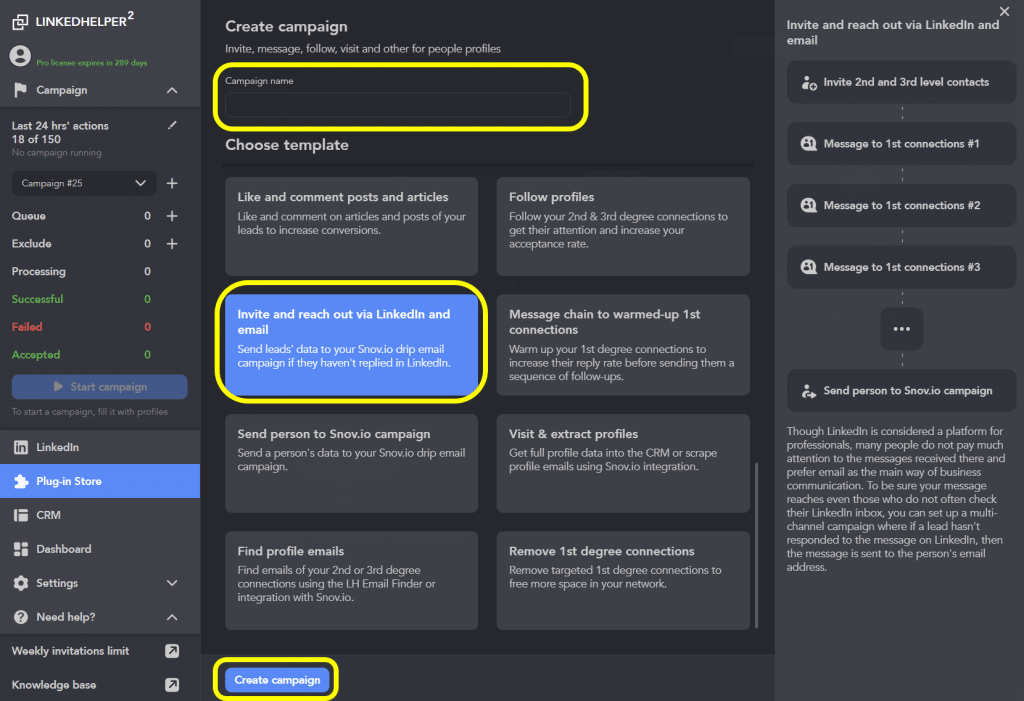 create campaign linked helper