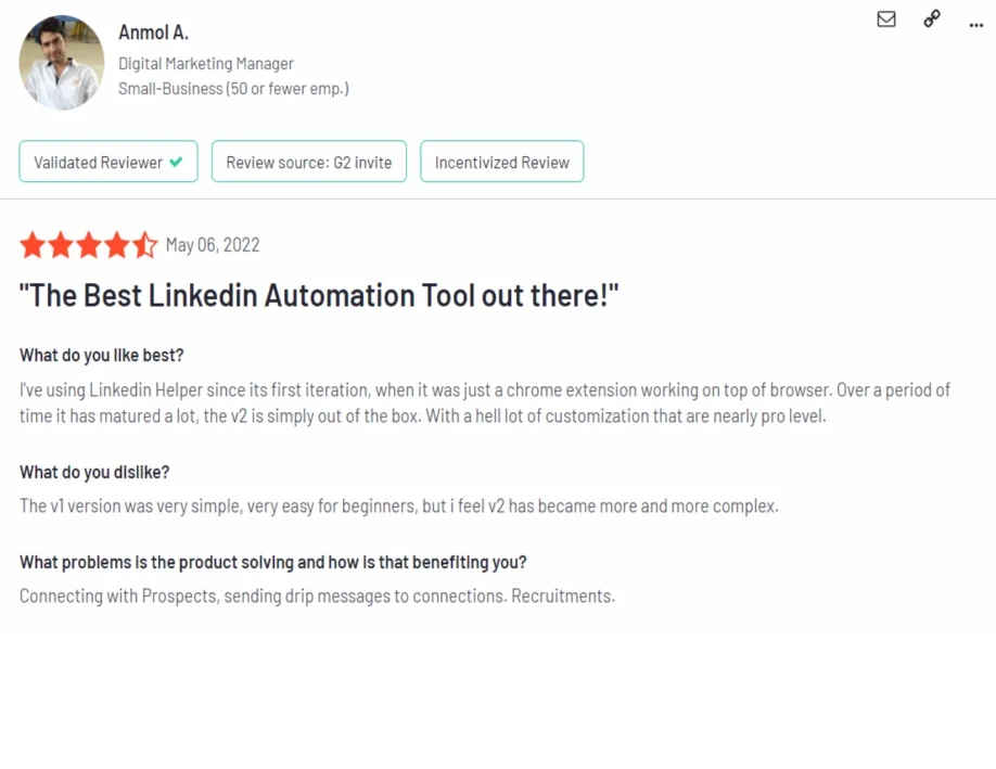 Das beste LinkedIn-Automatisierungstool - Digital Marketing Manager Anmol A