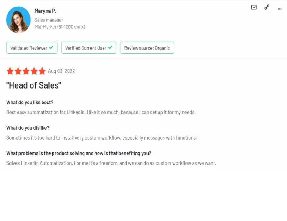 Jefe de ventas - Maryna P