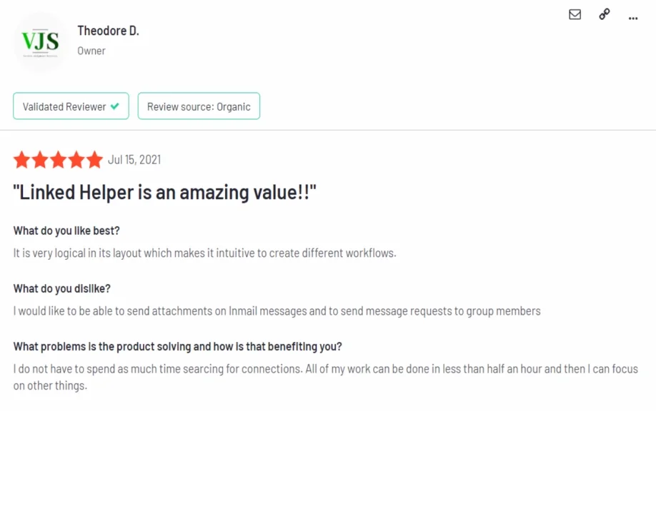 Linked Helper ofrece una excelente relación calidad-precio - Theodore D
