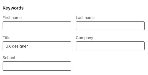 Suchleiste für die Suche nach Berufsbezeichnungen auf LinkedIn
