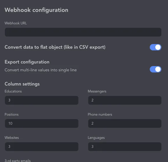 Webhook-Konfiguration für die Kontaktaufnahme auf LinkedIn