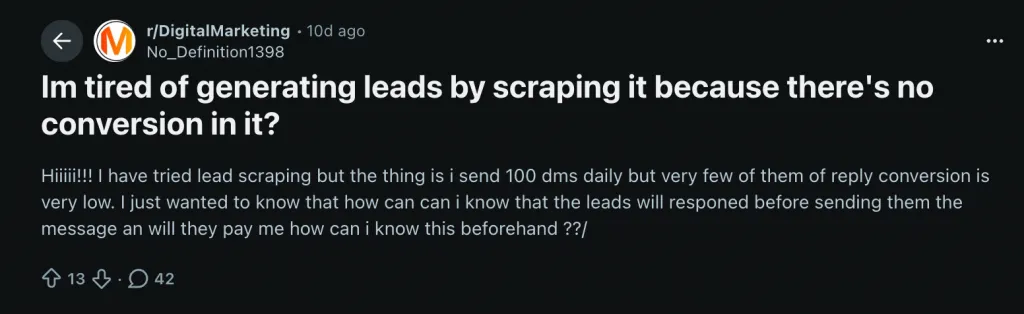 Reddit-Beitrag zur Leadgenerierung durch Datenextraktion