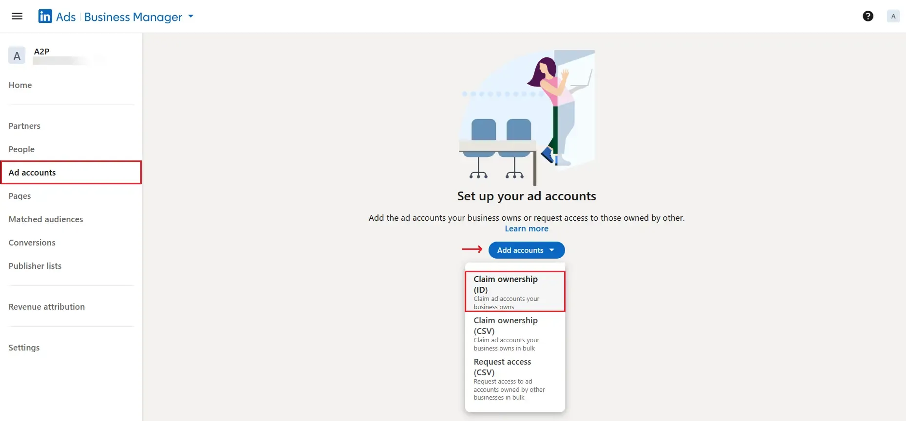 Adding ad accounts in LinkedIn Business Manager