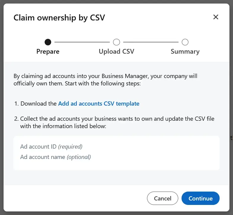 Adding ad accounts in LinkedIn Business Manager