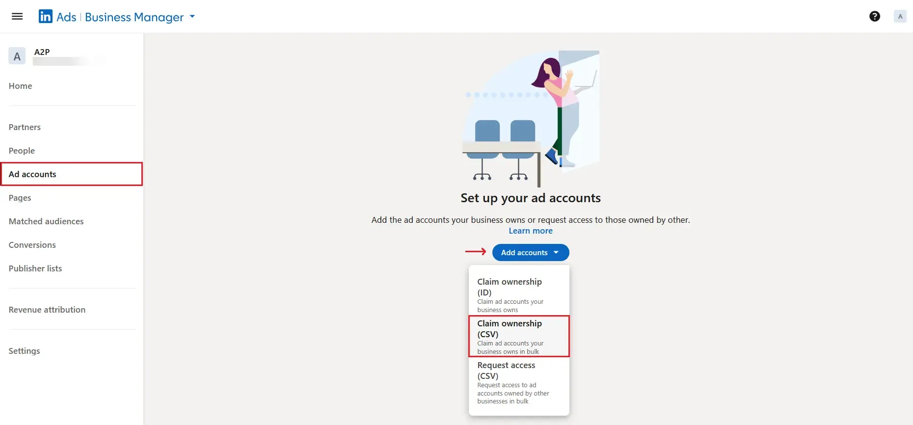 Adding ad accounts in LinkedIn Business Manager