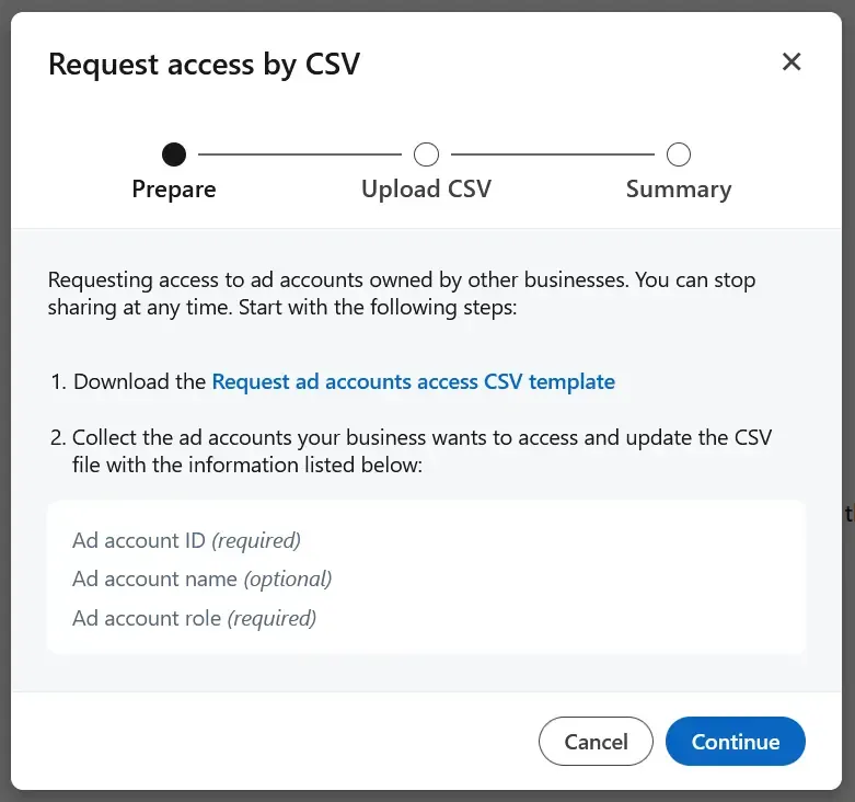 Adding ad accounts in LinkedIn Business Manager