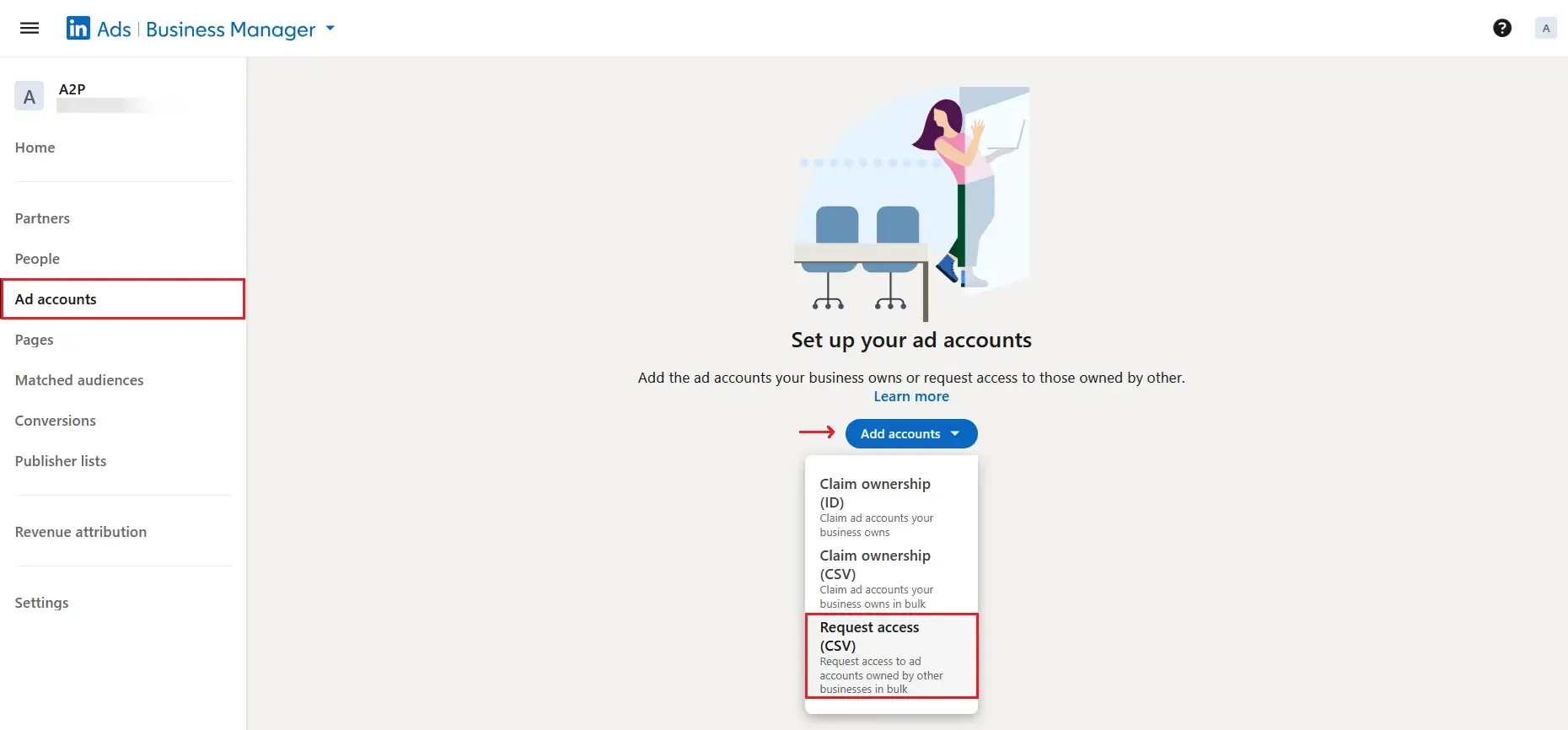 Adding ad accounts in LinkedIn Business Manager