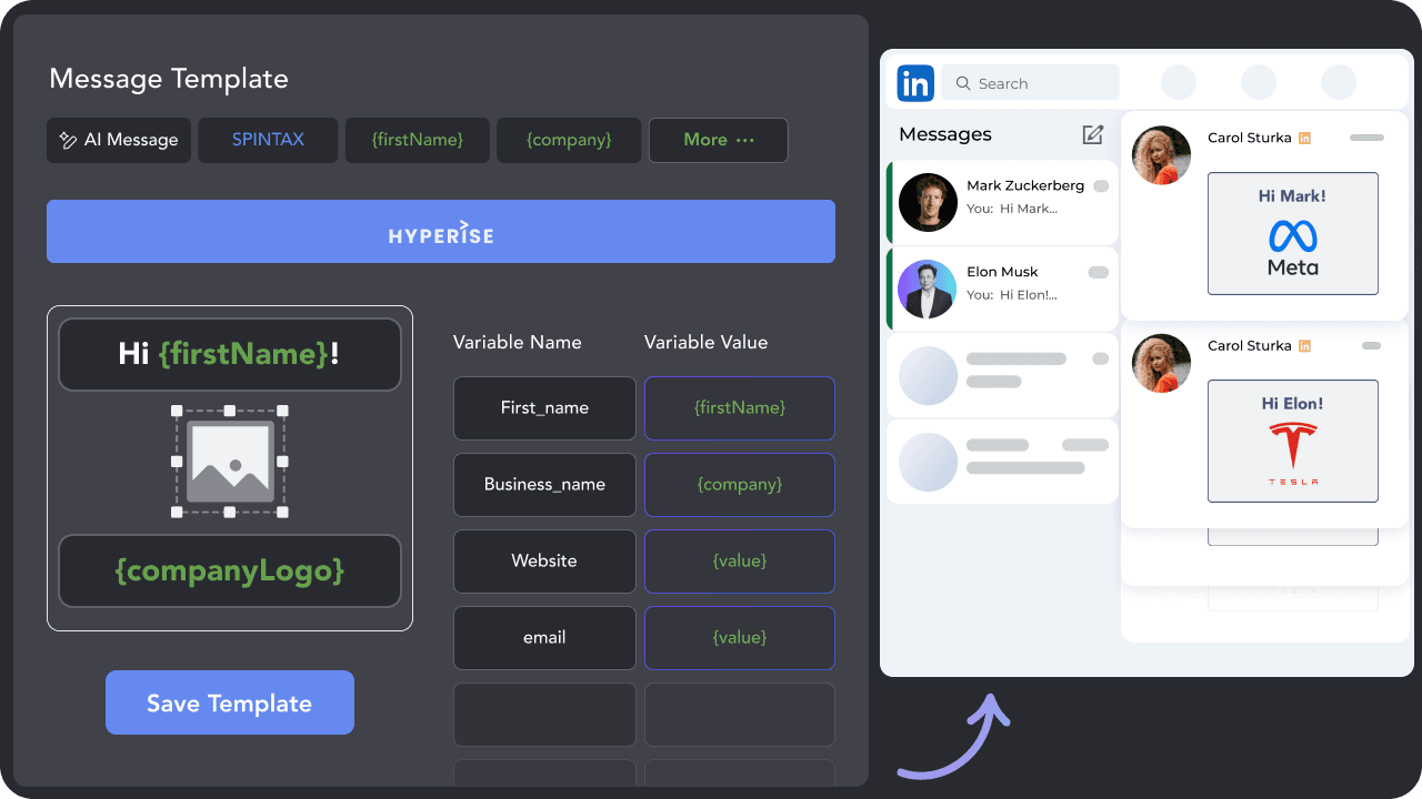 Attach personalized images via Hyperise