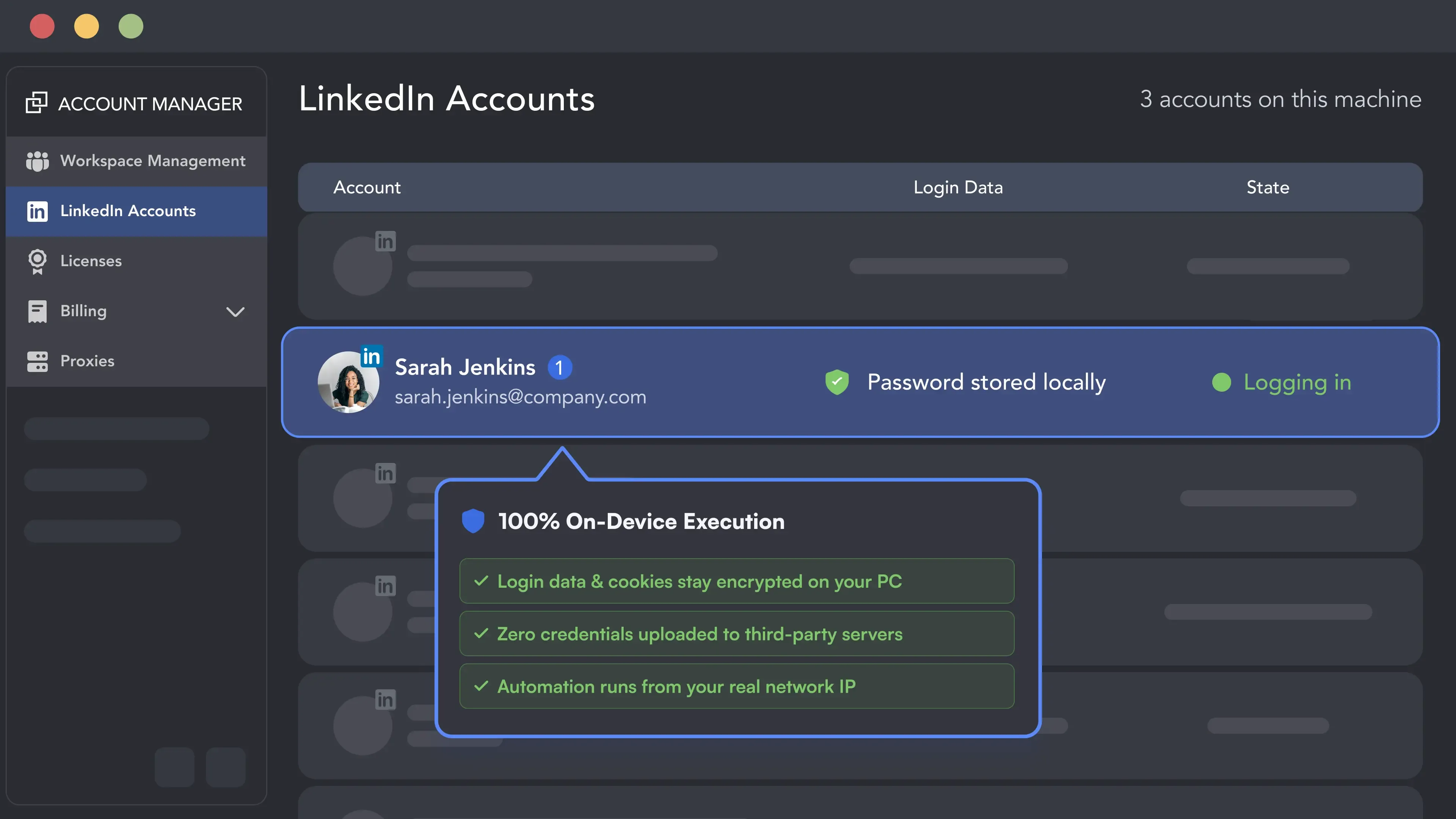 Your LinkedIn Session Stays on Your Device