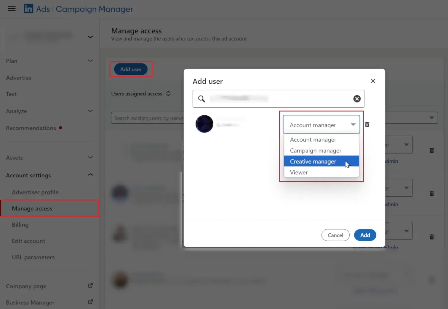 Managing team permissions in LinkedIn Campaign Manager