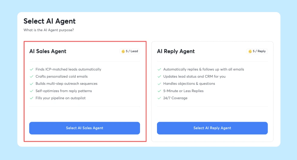Agentes de AI e Instantly Credits