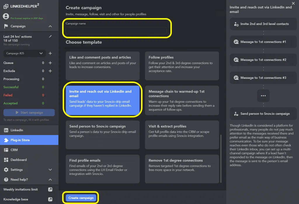 Kampagne in Linked Helper erstellen