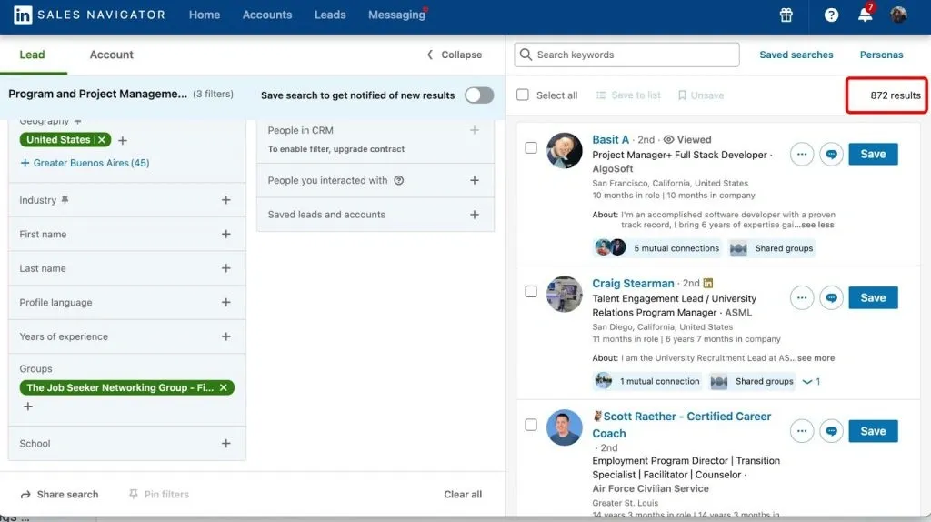 Sales Navigator-Ergebnisse zur Erstellung Ihres ICP-basierten Lead-Scoring-Modells