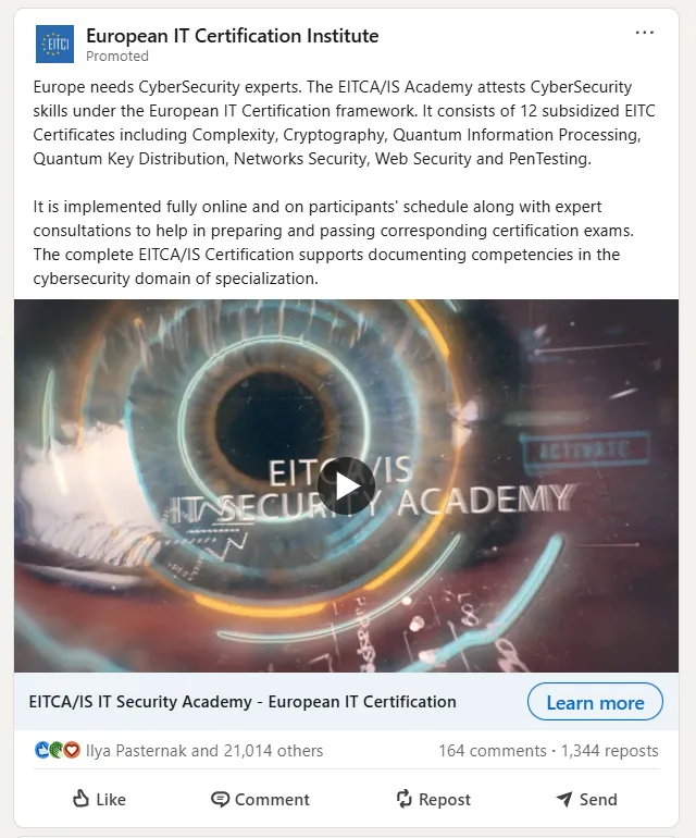 Example LinkedIn post from a B2C brand