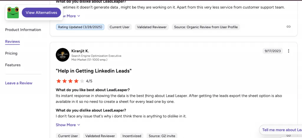 Benutzerbewertung eines LinkedIn-E-Mail-Extractors
