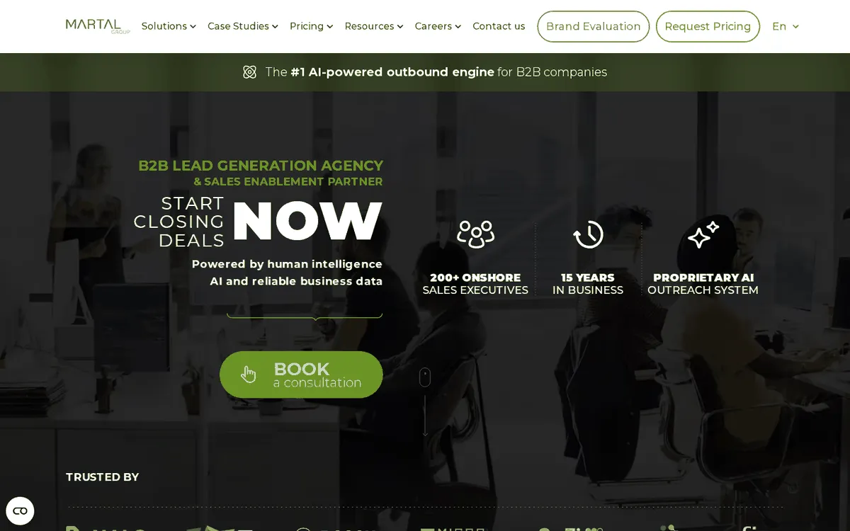 Martal Group homepage: B2B lead generation agency and sales enablement partner