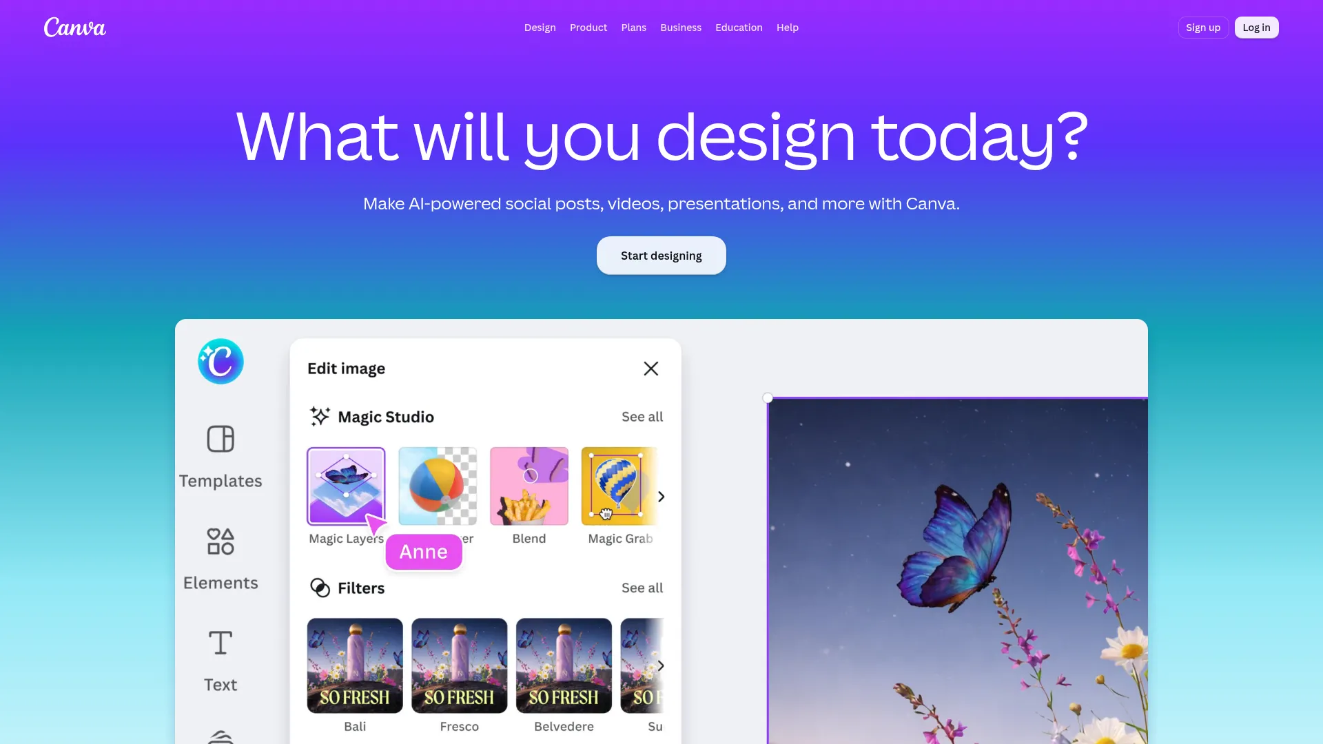 Canva public homepage