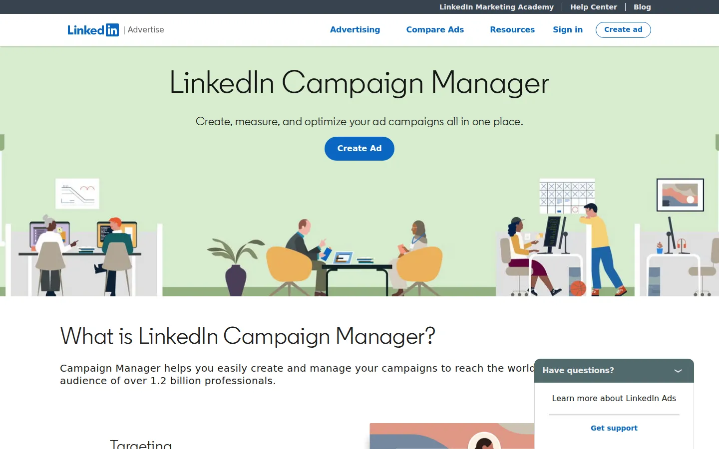 LinkedIn Campaign Manager product landing page