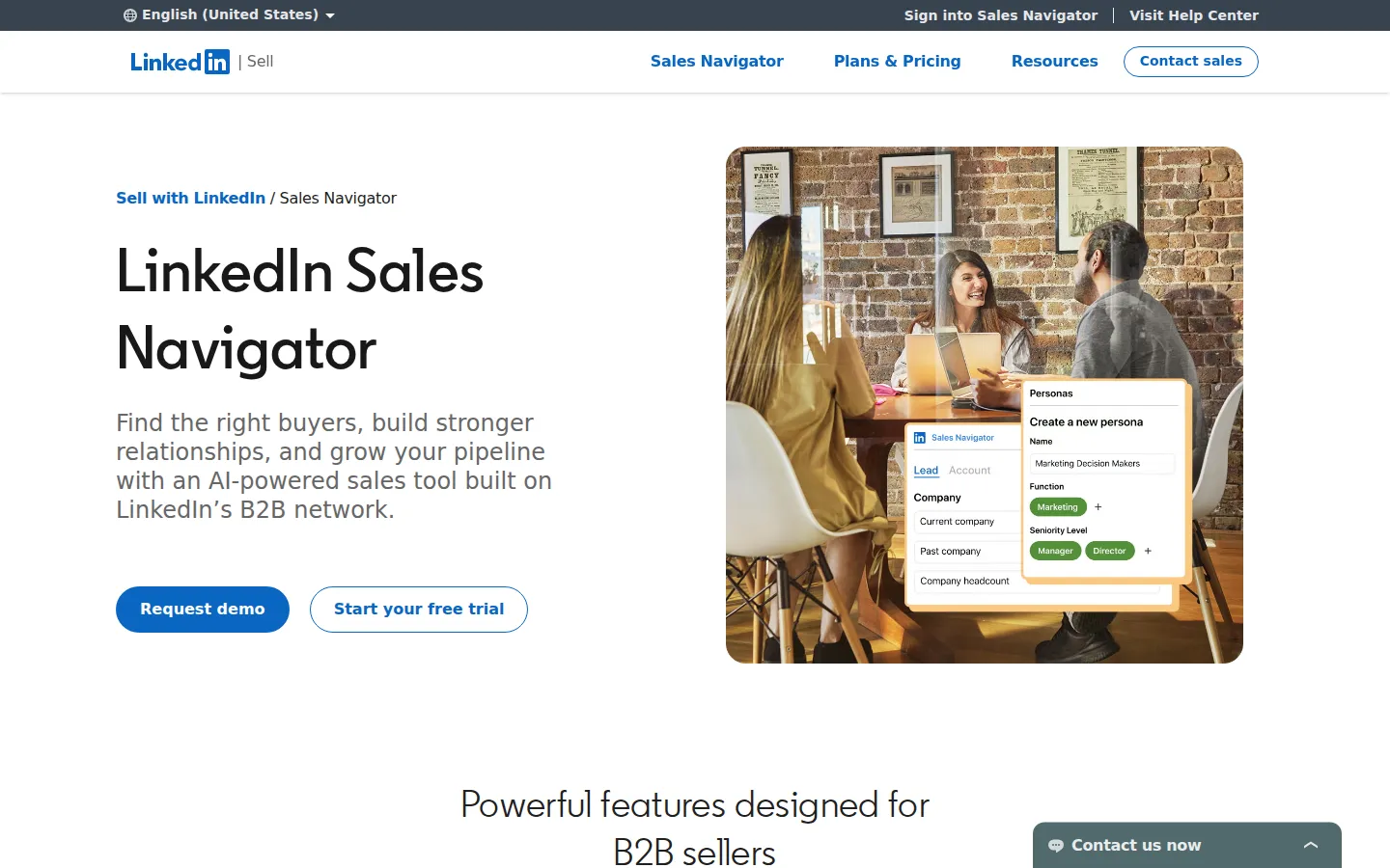 LinkedIn Sales Navigator product landing page
