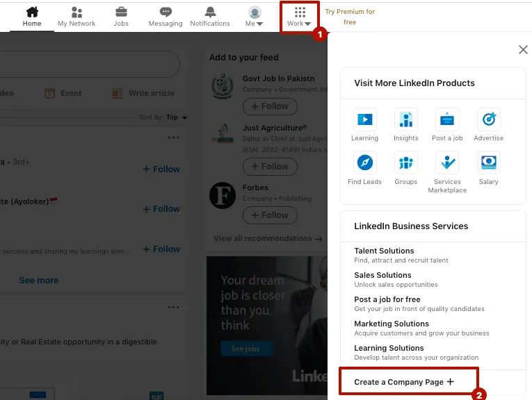 Configuración de una página de empresa en LinkedIn