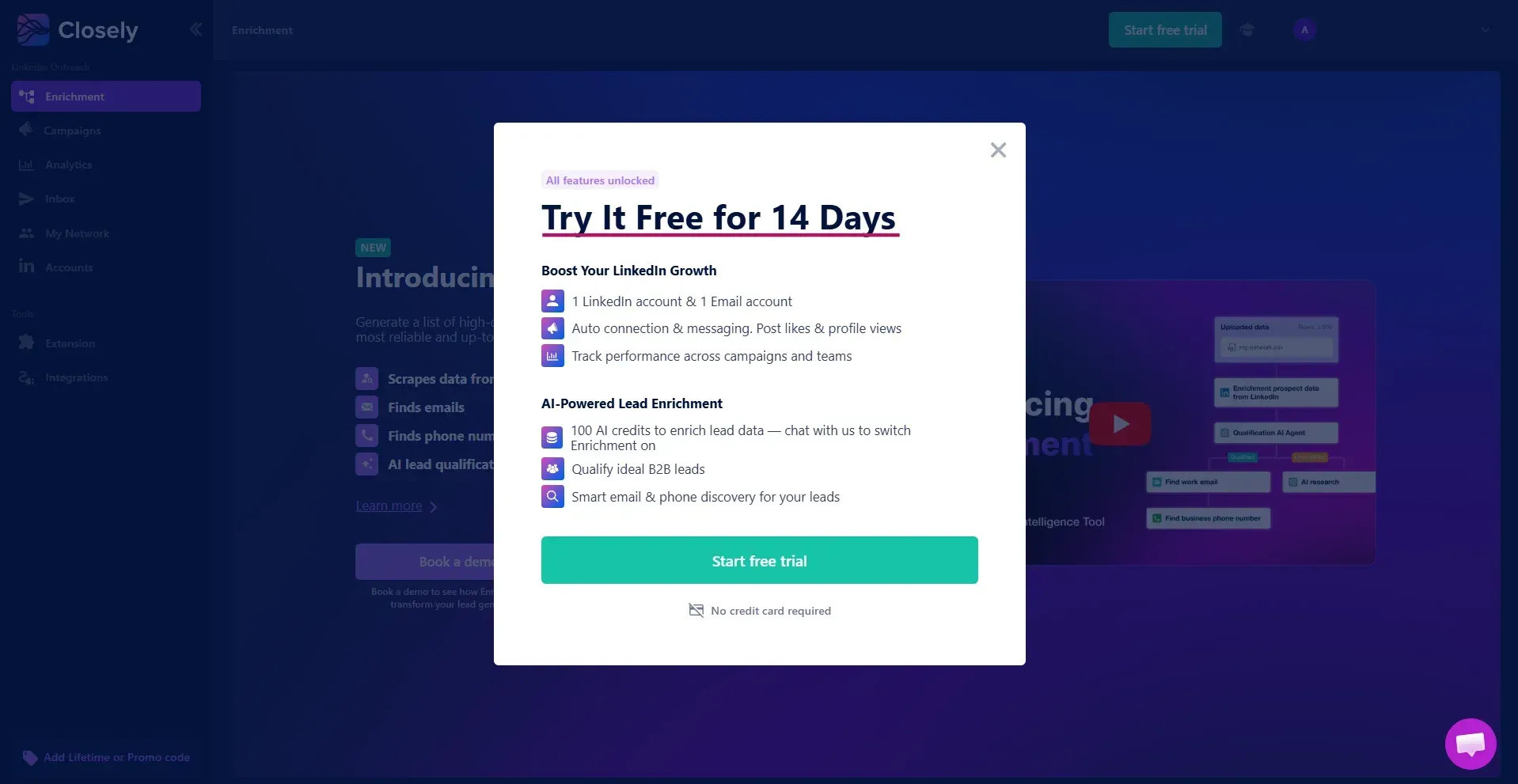 Closely free trial window reading Try it free for 14 days, all features unlocked, no credit card required