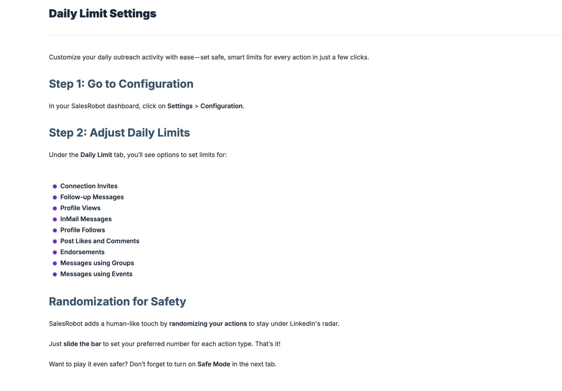 Daily Limits, Safe Mode, Proxy Choices, and Professional Activity Control