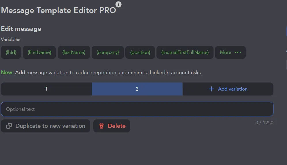 Nachrichtenvorlage in Linked Helper als Dripify-Alternative