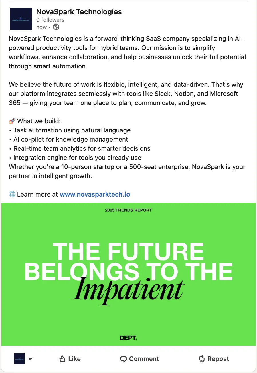 Example LinkedIn Post