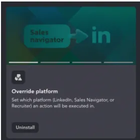 Plugin «Override platform» da Linked Helper para escolher LinkedIn, Sales Navigator ou Recruiter