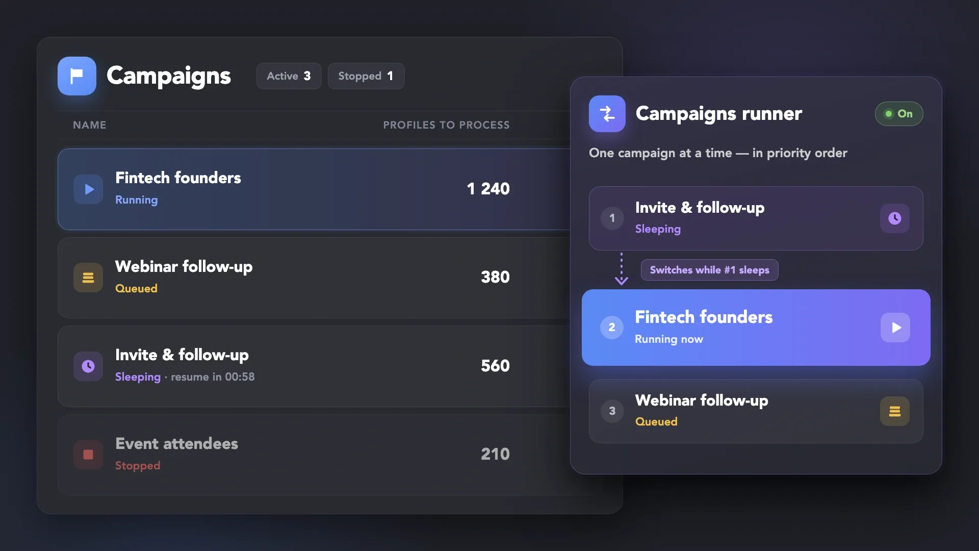 Campaigns Runner e Menu de Campanhas