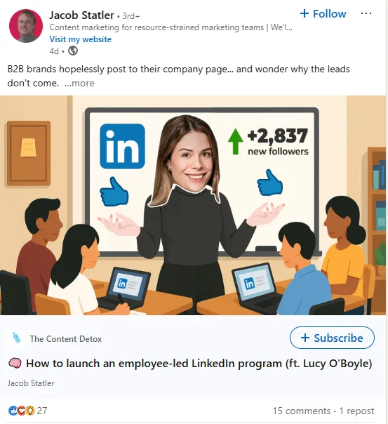 Como conseguir clientes com o LinkedIn, com um gráfico ascendente de novos seguidores.
